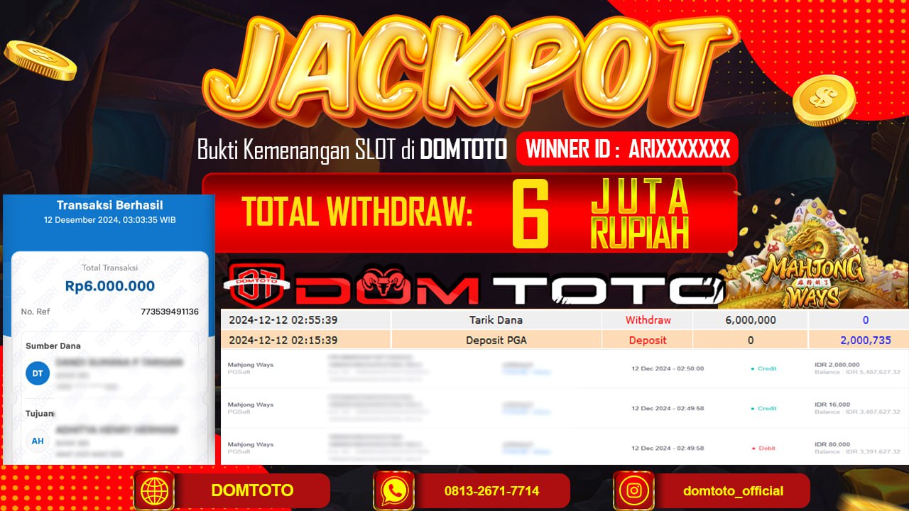 JACKPOT SLOT MAHJONG WAYS 12 DESEMBER 2024 